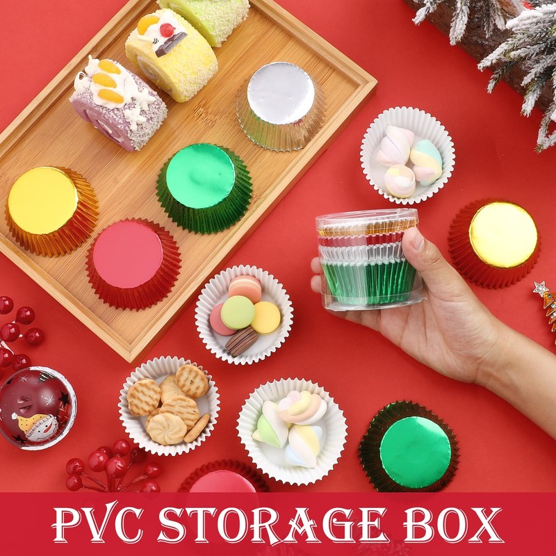 100PCS Wedding Cupcake Liners Red Green Gold Silver Foil Baking Cups Standard... gallery