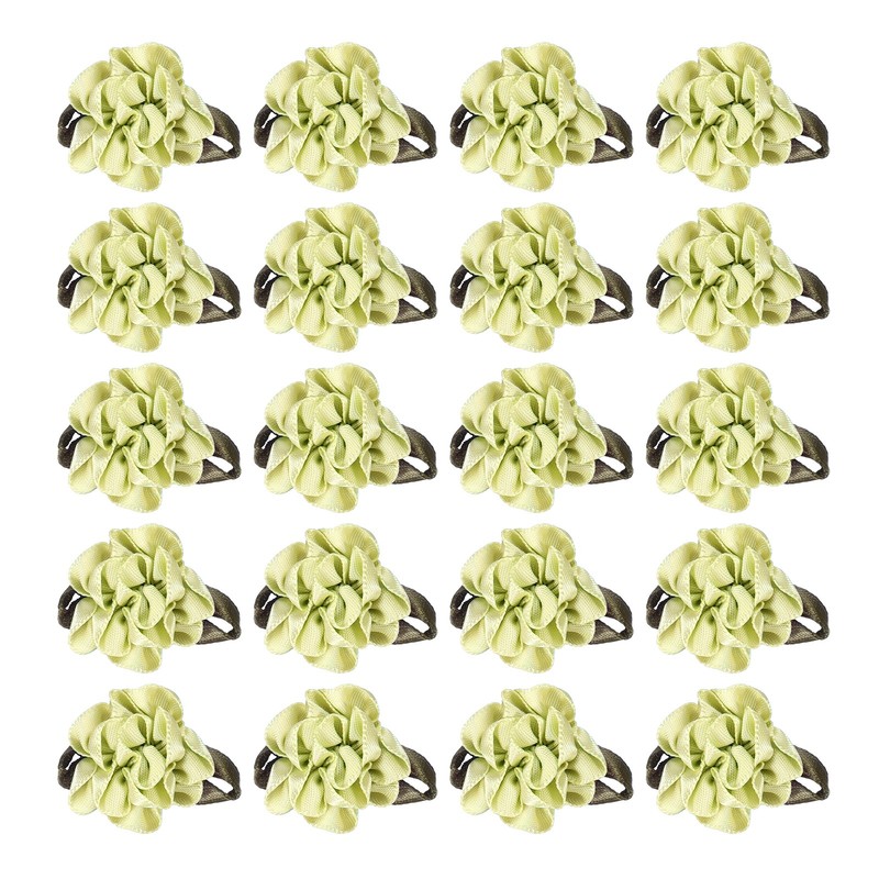 20Pcs 1″ Ribbon Flowers Bows Mini Satin Roses Flowers Yellow
