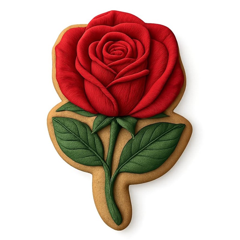 Anniversary Rose Heart Cookie Cutter – 4×3″ Romantic Baking Design