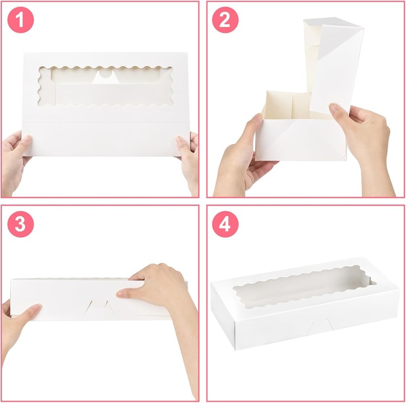 Kucoele 30 PCS Cookie Boxes with Window, 12.5 x 5.5 x 2.5 Inches Bakery Boxes gallery