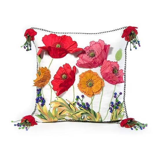 MacKENZIE CHILDS RED POPPY SQUARESANTA PILLOW BNWT