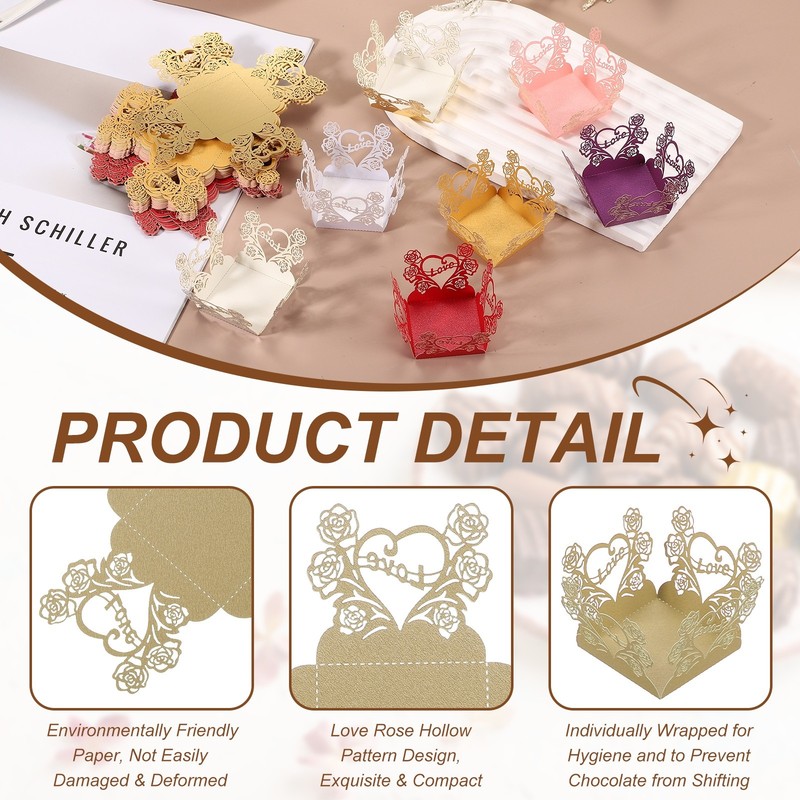 30Pcs 1.4x1.4" Love Rose Truffle Wrapper Cupcake Liners for Decor, Beige gallery