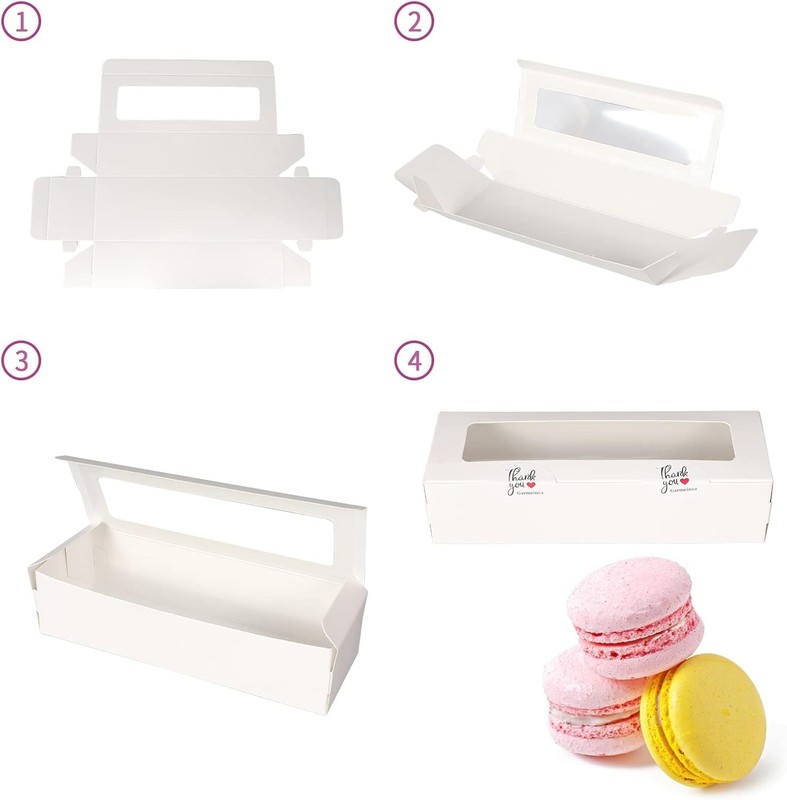 30 Pack White Macaron Boxes for 5-7 Macarons with Stickers - Perfect for Gifts! gallery