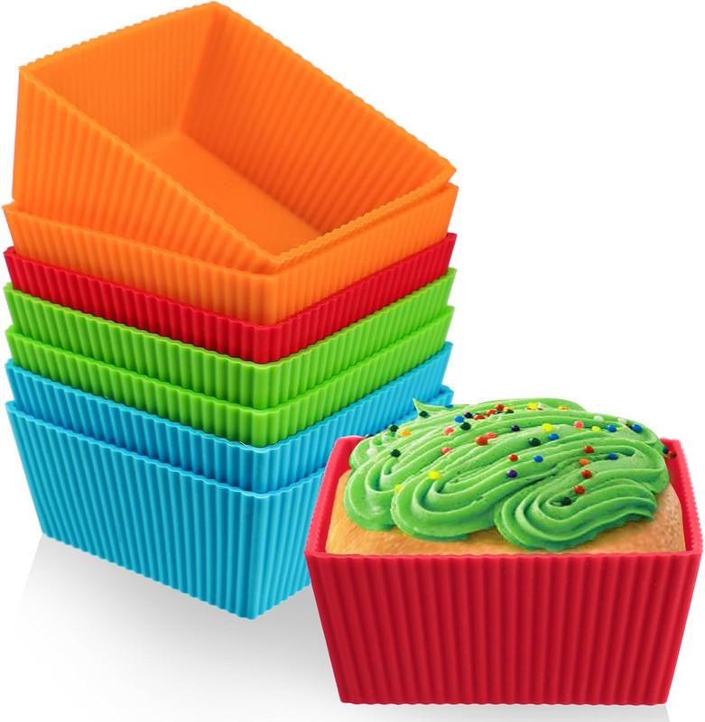 3.5 Inch Jumbo Baking Cups Reusable Silicone Square Cupcake Liners Non-stick Muf gallery