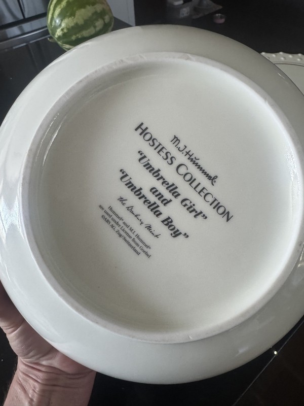 Goebel Porcelain Cake Plate Pedestal Stand & serving bowl Hummel Stormy Weather gallery