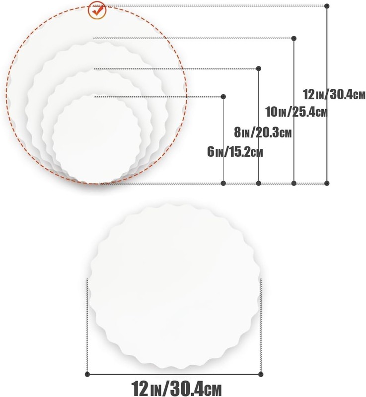 12 Inch White Wave Cake Boards Round 15-Packs Circles Rounds Base Food-Grade gallery