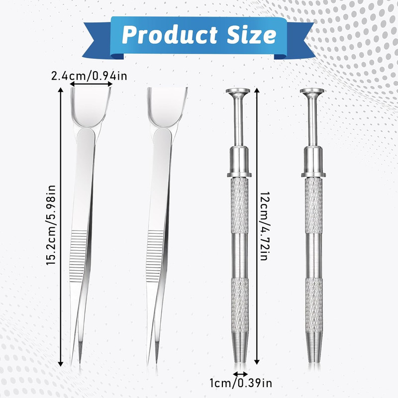 Stainless Steel Bead Scoop and Cake Decorating Tweezers Tool, Silver gallery