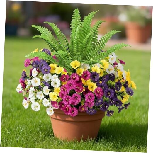 Artificial Flowers for Outdoors, UV Resistant Faux (16 Bunches,5 Multi Colors)