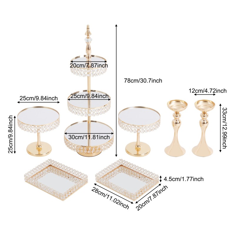 7 Pcs A Set Dessert Stands Table Display Trays Resilient Acrylic Mirror Surfaces gallery