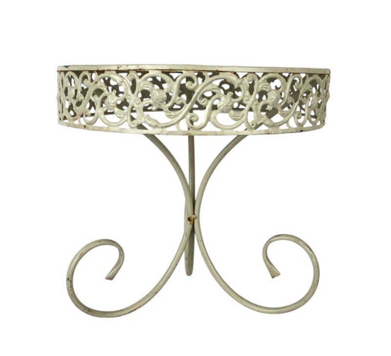 Vintage Off-White Painted Metal Cake Cupcake Plant Stand 11.5 x 10.5" gallery