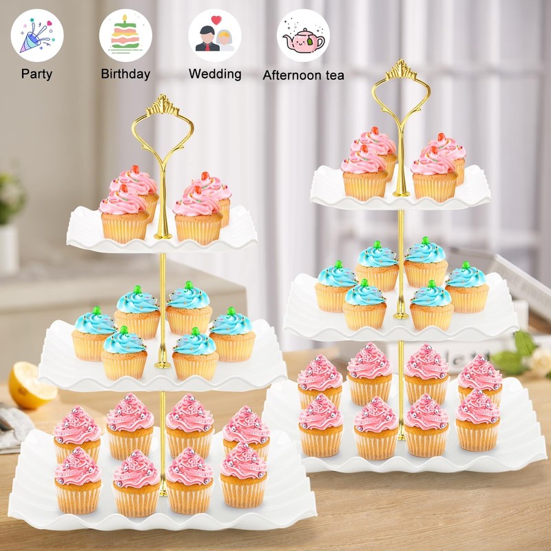 8 Pieces Cupcake Stand Set, 2 PCS 3 Tier Cupcake Stands with 3 PCS Appetizer ... gallery