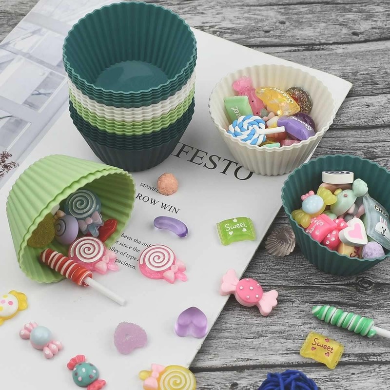 24 Pack Silicone Baking Cups Reusable Muffin Liners Non-Stick Cup Cake Molds Set gallery