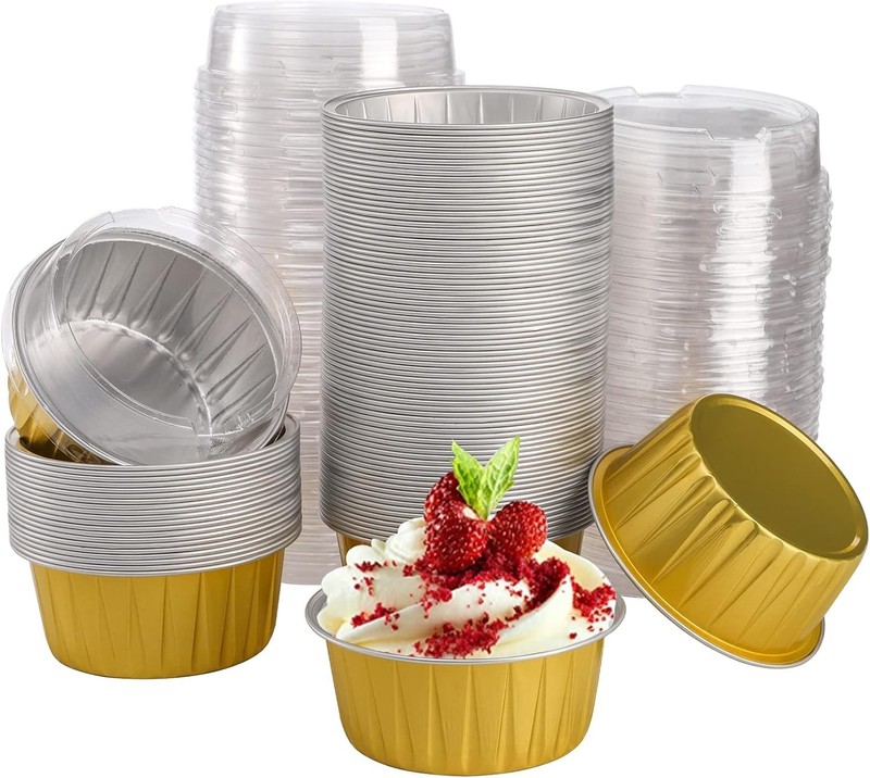 Best DEAYOU 100-Pack Aluminum Foil Baking Cups with Lids 5oz Disposable Muffin