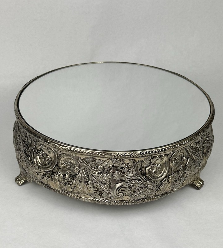 Studio Silversmiths Cake Stand Platter Silver Plated Mirrored Top Wedding 12" gallery