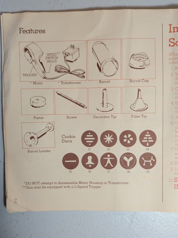 VTG Sears Fun Gun Electric Cookie Press 82505 Complete Box Manual 9 Disks WORKS gallery