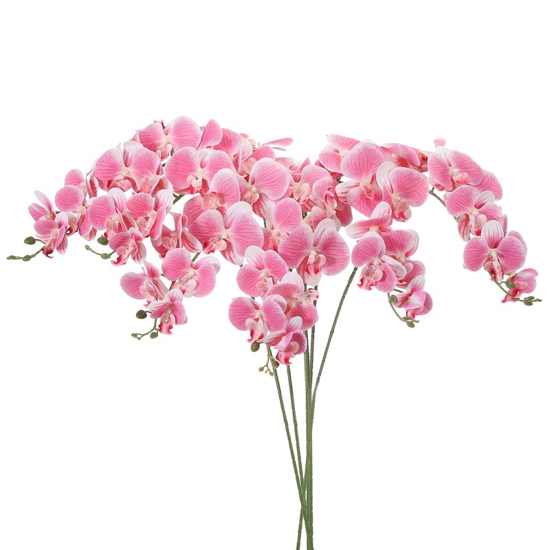 6Pcs 41″ 9 Heads Artificial Orchid Stems Faux Phalaenopsis, Pink