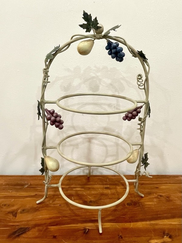 VTG Mikasa Wrought Iron 3-Tier Plate Stand Cake Dessert Grapevine Pear High Tea gallery