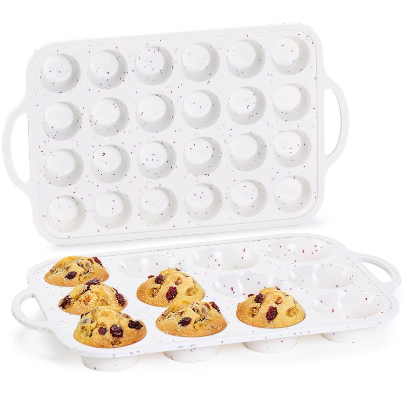 CAKETIME Silicone Muffin Pans for Baking, Regular & Mini, Creamy Confetti