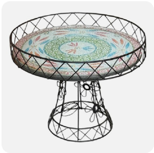 Temp-tations Cake Stand, Pedestal, Wire, 4 Seasonal Glass Inserts, 11" H207117 gallery