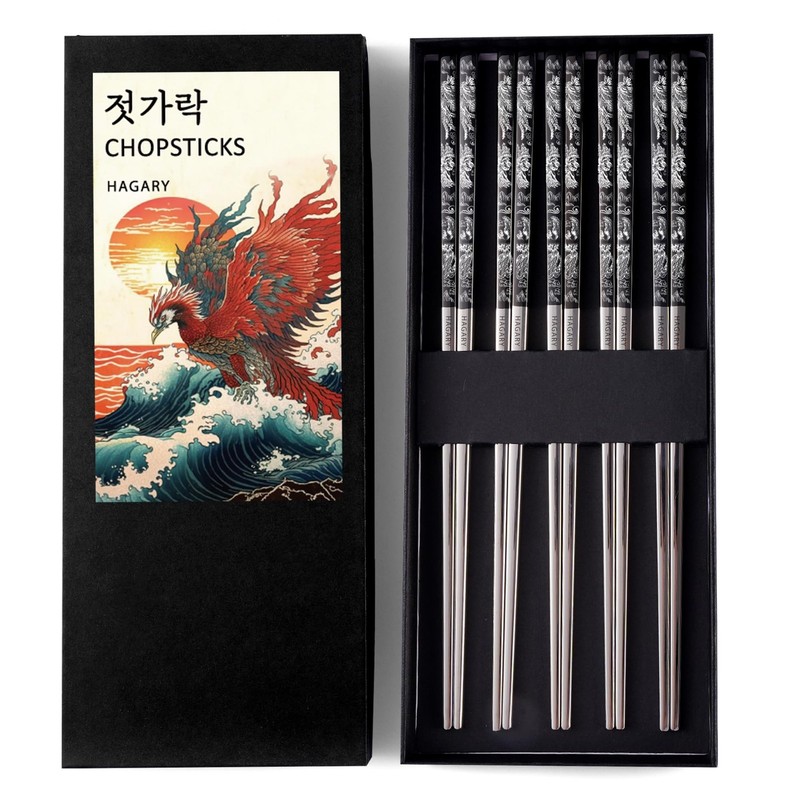 Phoenix Chopsticks Metal Reusable Designed In Korea Japanese Style Stainless …