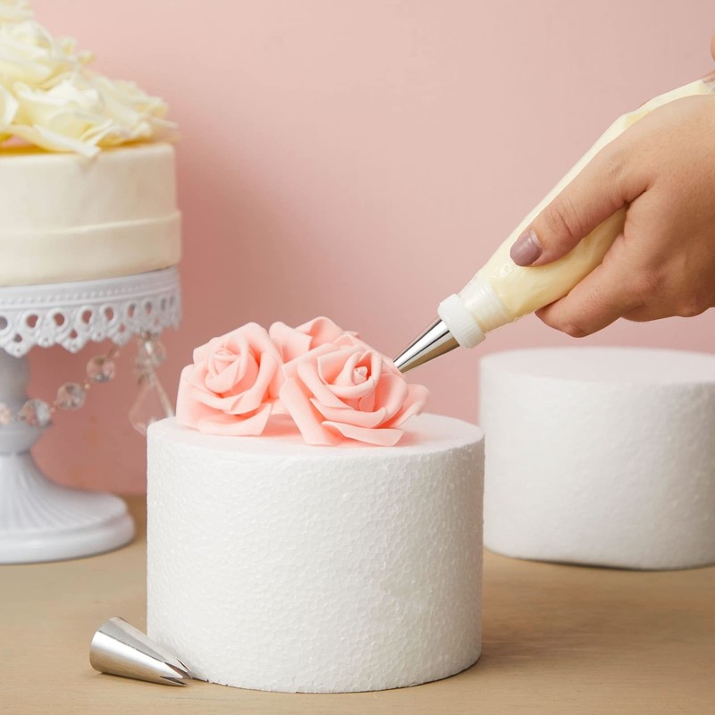 2-Pack Foam Cake Dummies, 6 x 4 In - Round Foam Cylinders for Cake Decorating... gallery