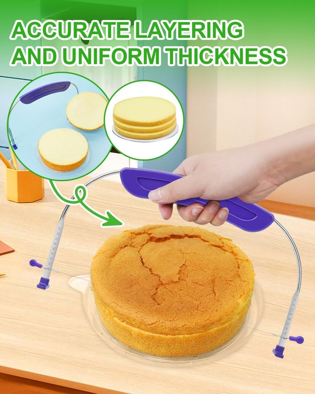 Adjustable 2- wire Cake Slicer Leveler Small Cake Cutter Slicer for Leveling ... gallery