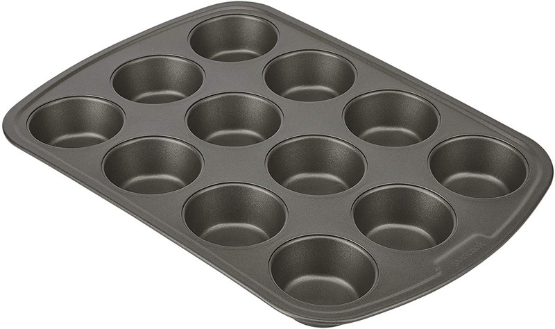 GoodCook Everyday Nonstick Steel Muffin Pan, 12 cup, Gray 12 Cups,