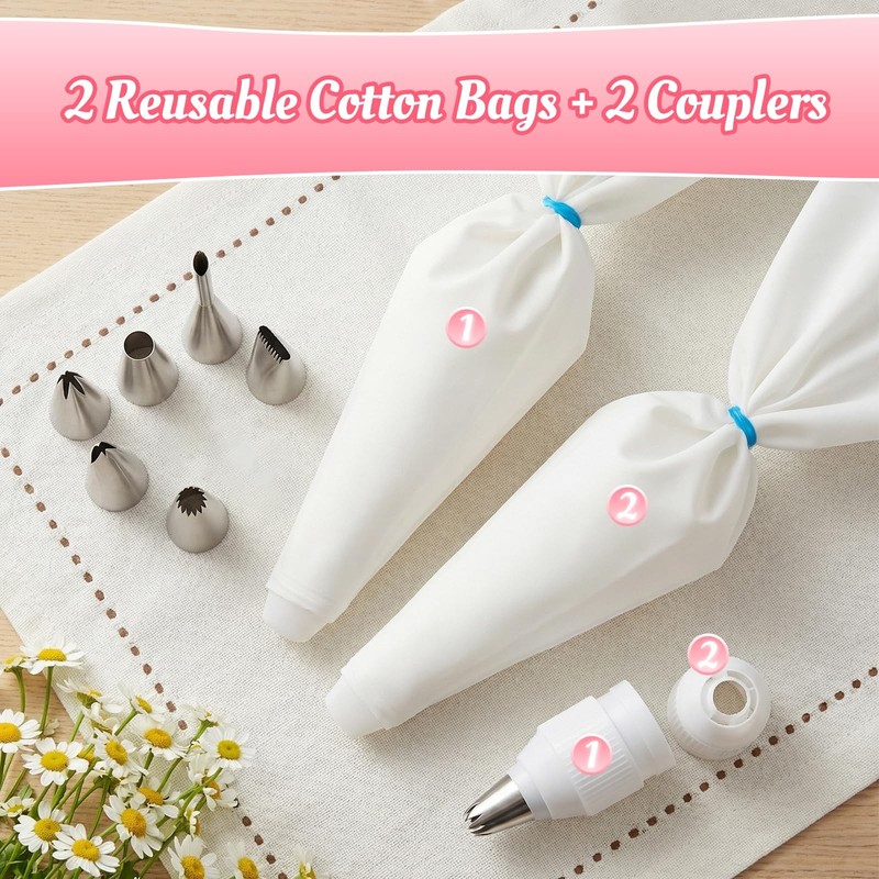Piping Bags and Tips Set, 16 Inch 114 Pcs Cake Decorating Kit with 100 Dispos... gallery