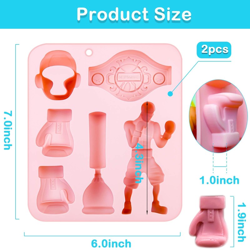 2 Pack Boxing Champion Silicone Molds, 12 Cavities Boxing Candy Molds Trophy ... gallery