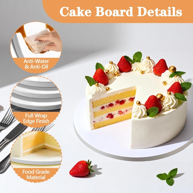 12PCS 10 Inch Round Cake Boards, Food-1/2" Thick Cake Drums, Greaseproof Card... gallery