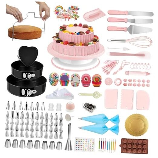 Cake Decorating Kit - Cake Turntable for Decorating with Baking Light Pink gallery