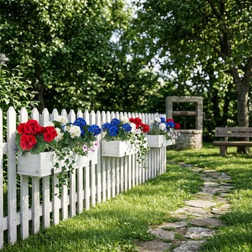 Pcs Artificial Geranium Flowers for Outdoors Geranium Silk 6 Redwhiteblue gallery
