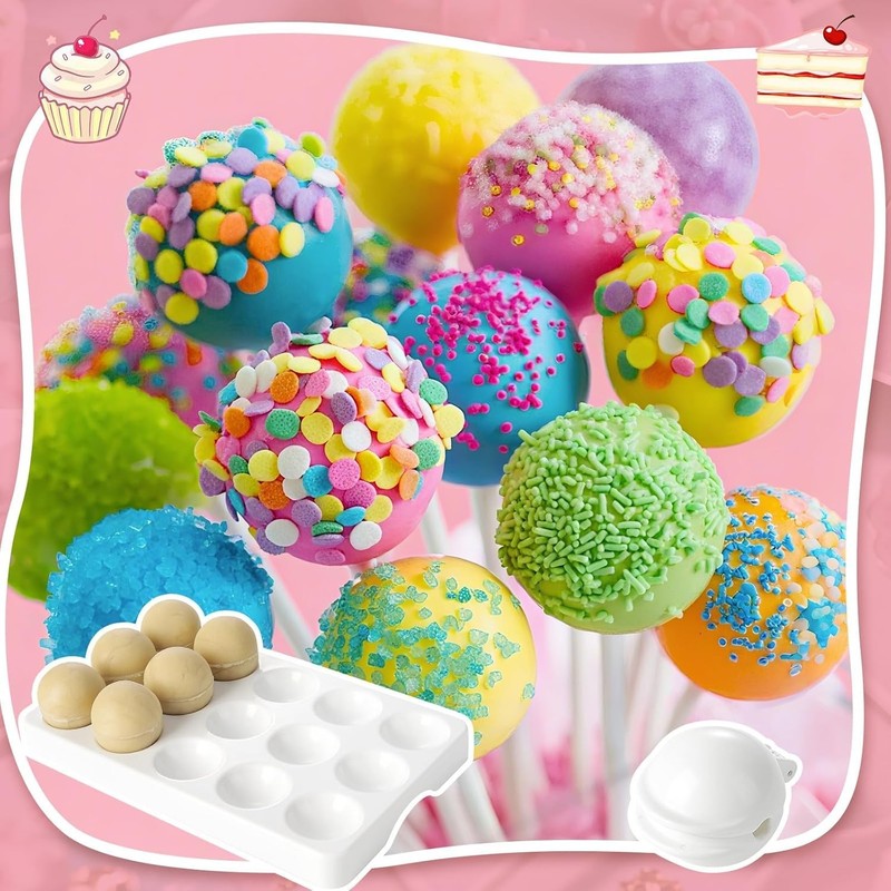 Round Cake Pop Mold and Tray, Baking Molds, Cakepop Molds Shapes | Sphere Cak... gallery