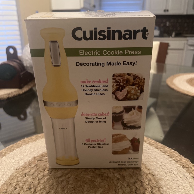 Cuisinart Electric Cookie Press Yellow CCP‑10Y 12 Discs 6 Tips – Tested