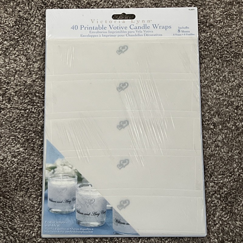 Victoria Lynn Printable Votive Candle Wraps 40ct, Wedding, Decore , Crafts