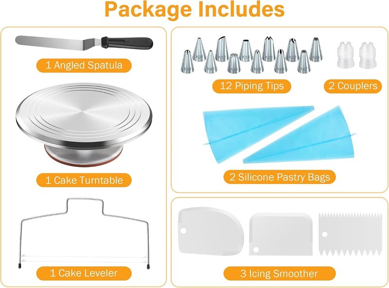Kootek 22pcs Cake Decorating Supplies Kit, Baking Tools with 12" Aluminium gallery