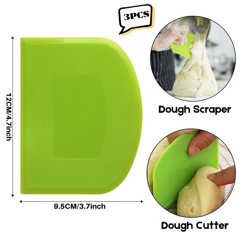 Dough Scraper Bench Scraper - 3P 4.7x3.7" Plastic Flexible Bowl Scraper, Shar... gallery