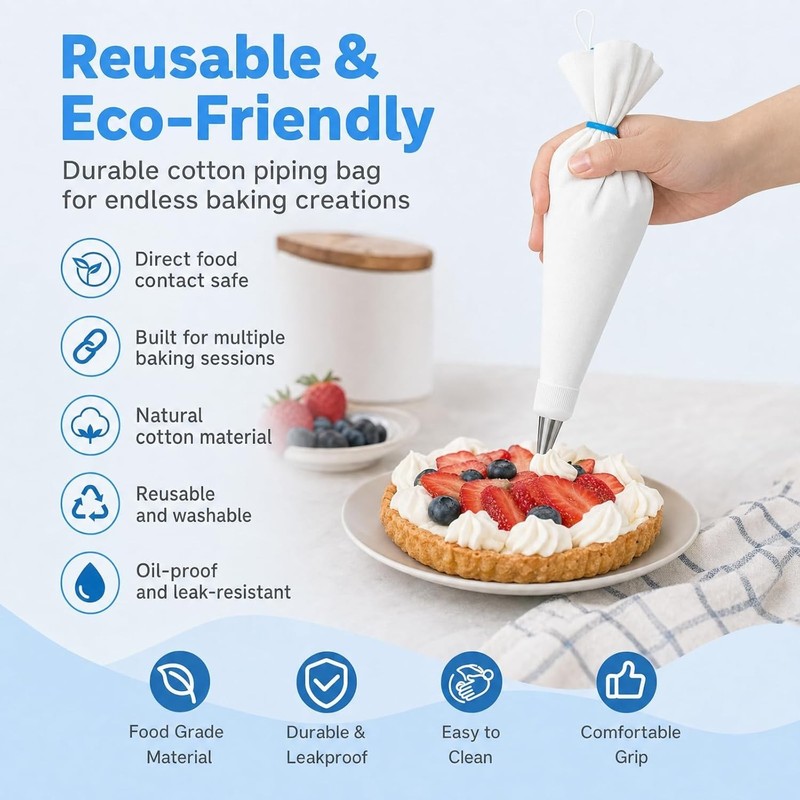 Reusable Piping Bags and Tips Set – 16" Pastry Bags for Cake Decorating, Cupcake gallery