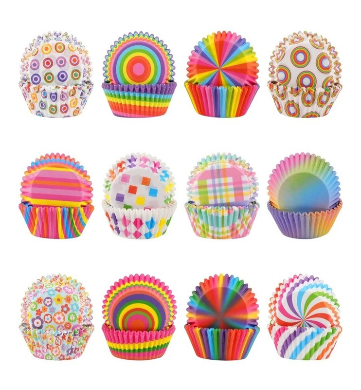 Rainbow Cupcake Liners 600 Pack Standard Size Muffin Baking Cups 12 Styles