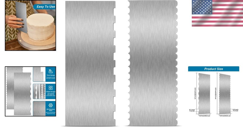 2-Piece Cake Smoother and Scraper Set - Durable Stainless Steel for Elegance gallery