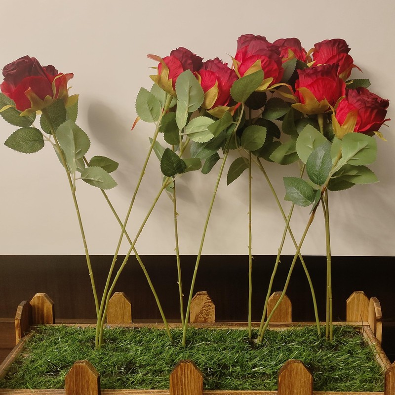 HZYZZYQ Artificial Roses 50 Pcs - Lifelike Single Stem Fake Roses with Natural P gallery