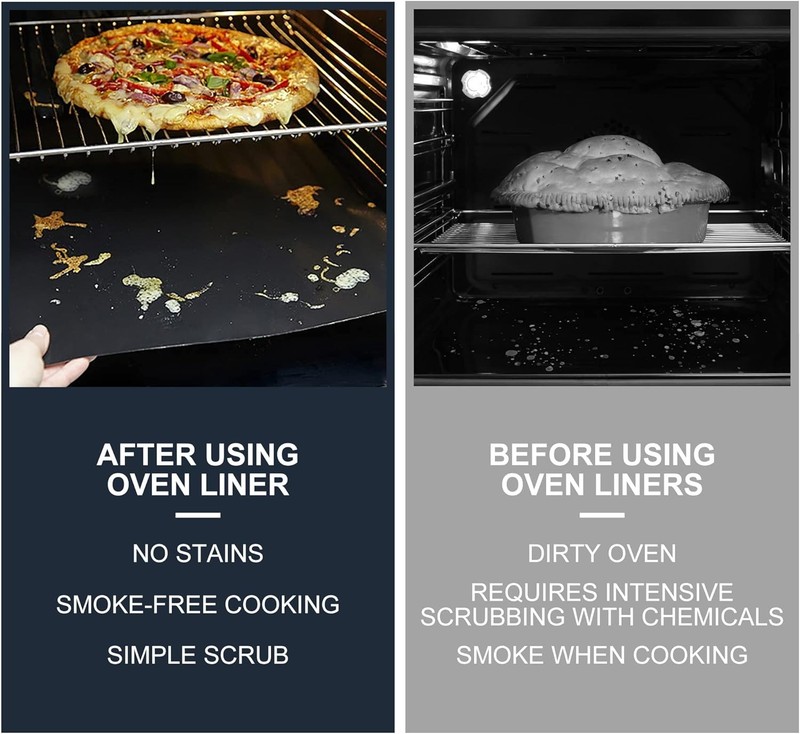 Meegoo Oven Liners for Bottom of Oven, 2 Pack Large Thick Heavy 2 Pack, Black gallery
