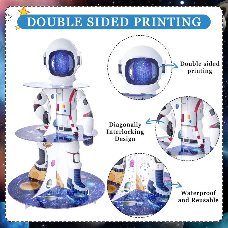 Outer Space Cupcake Stand - 3 Tier Astronaut Boy Cake Holder Decorations Dess... gallery