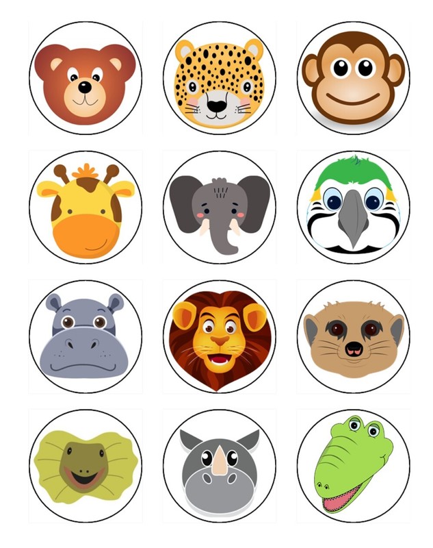 Jungle Animal Cake Topper Edible Icing Birthday Cake Decorations (3 Sizes) #01 gallery