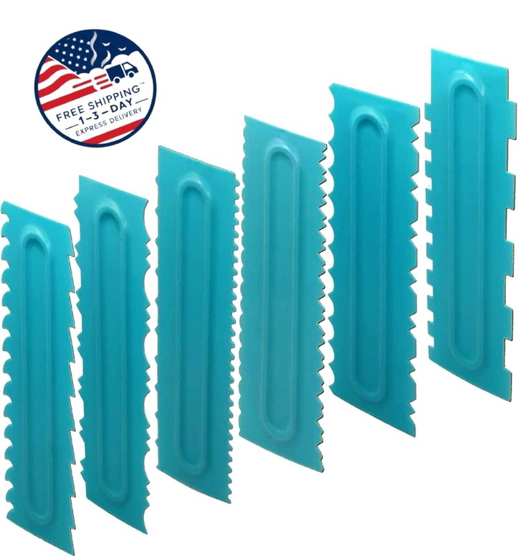 Juego de 6 raspadores y pulidores para pasteles, peines para decorar, azul