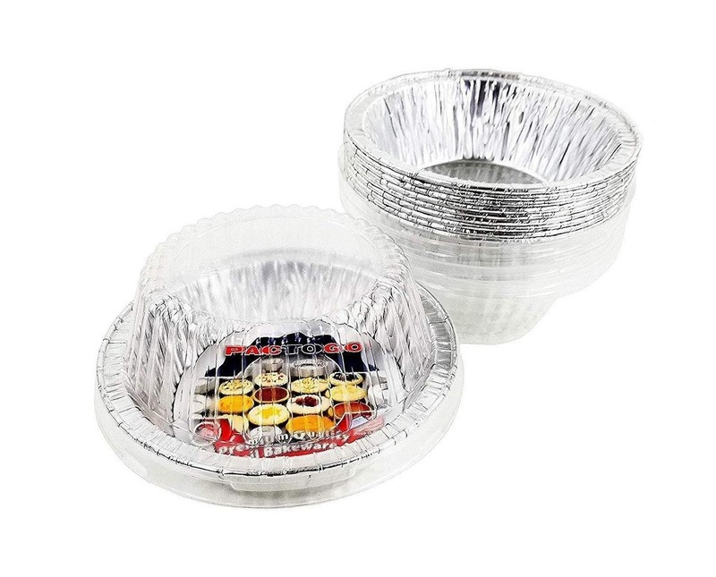 Pactogo 5 3/4″ Aluminum Foil Meat Pot Pie Pan w/Clear Dome Lid Disposable 12 …