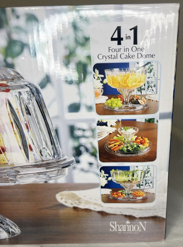Shannon Crystal Designs of Ireland 4 in One Crystal Cake Dome Brand New Open Box gallery