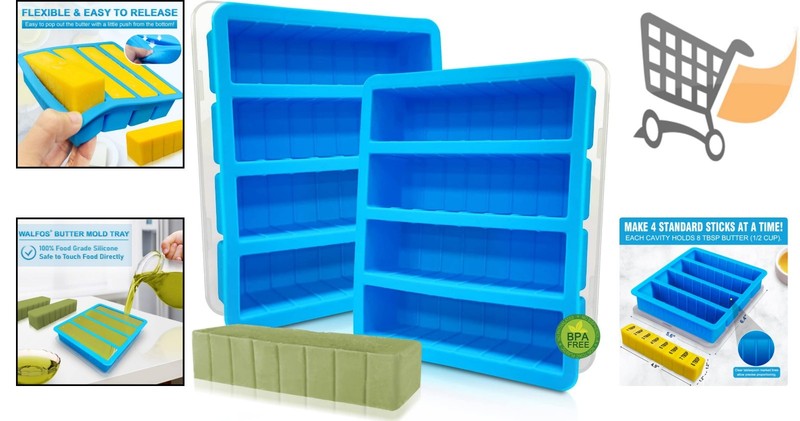 Silicone Butter Mold Non-Stick Tray with Lid 8 Tbsp Large Cavity Kitchen Use gallery
