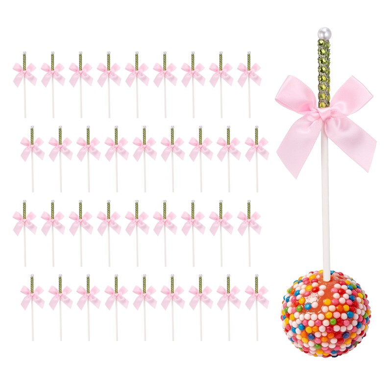 36 Pcs Bling Rhinestone Cake Sticks, Bow Lollipop Cake Toppers Pick, Blue