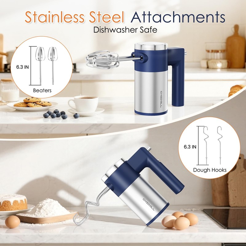 600W Hand Mixer, 5-Speed Hand Held Mixer for Baking, Lightweight Stainless St... gallery